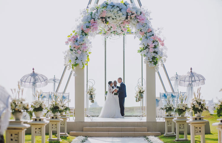 Bali Chapel Wedding at Grand Mirage Bali located by the beach with splendid view of Indian Ocean